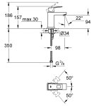 Смеситель для раковины GROHE Eurocube хром S SIZE 23132000