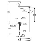 Смеситель для раковины GROHE Eurodisc Joy с высоким изливом XL SIZE белая луна 23428LS0