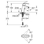 Смеситель для раковины GROHE Eurosmart с цепочкой M SIZE хром 23323001