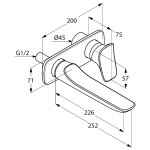 Смеситель для раковины KLUDI Ambienta настенный с длинным изливом 532450575