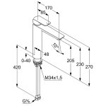 Смеситель для раковины KLUDI Ameo с высоким изливом 230 мм 412960575