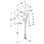 Смеситель для раковины KLUDI Pure and Style с высоким изливом 400240575