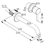 Смеситель для раковины KLUDI Zenta настенный с изливом 230 мм 382450575