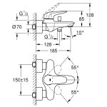 Смеситель для ванны DN 15 GROHE Eurostyle без душевого гарнитура белая луна 23726LS3