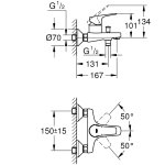 Смеситель для ванны GROHE BauFlow без душевого гарнитура хром 23756000