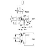 Смеситель для ванны GROHE Essence с изливом и душевым гарнитуром хром 33628001