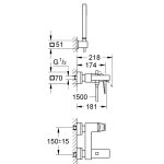 Смеситель для ванны GROHE Eurocube с душевым гарнитуром хром 23141000