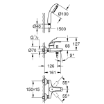 Смеситель для ванны GROHE Eurosmart New с душевым гарнитуром хром 3330220A
