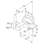 Смеситель для ванны и душа KLUDI Ameo настенный 414450575