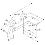Смеситель для ванны и душа KLUDI Ameo настенный с изливом 416710575