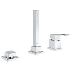 Смеситель для ванны на 3 отверстия GROHE Eurocube без излива с душевым гарнитуром хром 19966000
