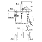 Смеситель для ванны на 3 отверстия GROHE Eurocube без излива с душевым гарнитуром хром 19966000