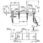 Смеситель для ванны на 4 отверстия GROHE Essence New с душевым гарнитуром холодный рассвет 19578GL1