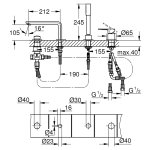 Смеситель для ванны на 4 отверстия GROHE Lineare New с душевым гарнитуром хром 19577001