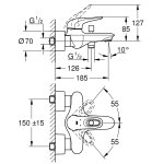 Смеситель для ванны настенный GROHE Eurostyle без душевого гарнитура белая луна 33591LS3