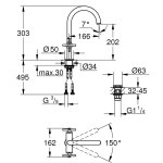 Смеситель двухвентильный для раковины GROHE Atrio L SIZE хром 21019003