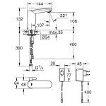 Смеситель инфракрасный для раковины GROHE Eurosmart Cosmopolitan E на батарейке хром 36325001