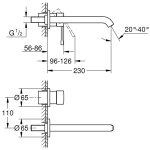 Смеситель встраиваемый (внешняя часть) GROHE Essence L SIZE темный графит матовый 19967AL1