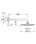 Душ верхний GROHE Rainshower Cosmopolitan d210 с кронштейном 286 мм с ограничителем расхода 26062000