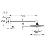 Душ верхний GROHE Rainshower Cosmopolitan d210 с кронштейном 422 мм 26171000