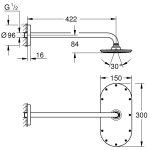 Душ верхний GROHE Rainshower Cosmopolitan d300 с кронштейном 422 мм овальный 26170000