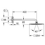 Душ верхний GROHE Rainshower F-Series 254 мм с кронштейном 422 мм квадрат 26259000