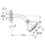 Душ верхний GROHE Tempesta New 100 4 вида струи 27870001