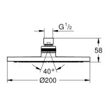 Душ верхний GROHE Tempesta New Cosmopolitan d200 без кронштейна 27541001