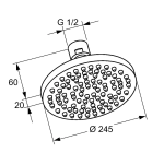 Душ верхний KLUDI A-QA круглый 245 мм 6651105-00