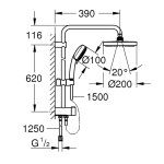 Душевая стойка GROHE Tempesta Cosmopolitan System 200 Flex 620 мм 27394002