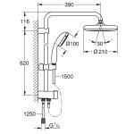 Душевая стойка GROHE Tempesta System 210 с переключателем 26381001