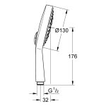 Душевая лейка GROHE Power and Soul Cosmopolitan 130 4 вида струй с ограничителем расхода 27664000