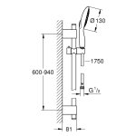 Душевой гарнитур GROHE Power and Soul 130 27738000 4 вида струи 27738000