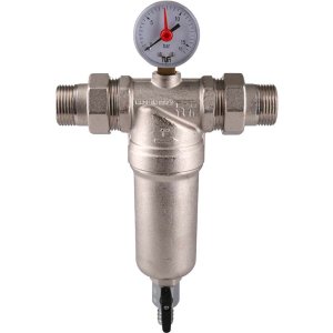 Фильтр Tiemme 3130N 3/4" промывной латунный с манометром и сгонами