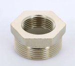 Футорка резьбовая латунная Uni-Fitt O-ring1"1/2x1" ВН никелированная 604N6400