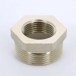 Футорка резьбовая латунная Uni-Fitt O-ring1"1/2x1" ВН никелированная 604N6400