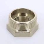 Футорка резьбовая латунная Uni-Fitt O-ring1"1/2x1" ВН никелированная 604N6400