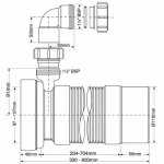 Гофра с отводом 40 мм для унитаза McAlpine L90-110 мм  L330-800 мм выход гладкий MRWCF33PD
