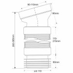 Гофра для унитаза угловая 14* McAlpine L90-110 мм  L260-365 мм MRWCF10R