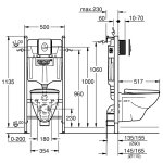 Инсталляция Grohe Rapid Solido Compact с унитазом и кнопкой Skate Air хром 39117000