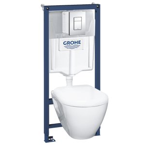 Инсталляция Grohe Rapid Solido Rerfect с унитазом и кнопкой Skate Cosmopolitan хром