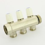 Коллектор распределительный Rehau RAUTITAN MX c вентилями 1" x 3/4"EK 3 выхода 11316451001