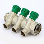Коллектор распределительный Tiemme 1"x1/2" с регулировочными вентилями 3 выхода никель 1840005