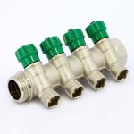 Коллектор распределительный Tiemme 1"x1/2" с регулировочными вентилями 4 выхода никель 1840004