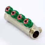 Коллектор распределительный Tiemme 1"x1/2" с регулировочными вентилями 4 выхода никель 1840004