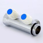 Коллектор распределительный Tiemme 1"x3/4" с регулировочными вентилями 2 выхода хром 1860024