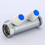 Коллектор распределительный Tiemme 1"x3/4" с регулировочными вентилями 2 выхода хром 1860024