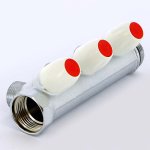 Коллектор распределительный Tiemme 1"x3/4" с регулировочными вентилями 3 выхода хром 1860013