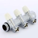 Коллектор распределительный Tiemme 1"x3/4" с регулировочными вентилями 3 выхода хром 1860013