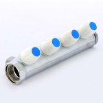 Коллектор распределительный Tiemme 1"x3/4" с регулировочными вентилями 4 выхода хром 1860019